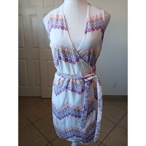 Miguelina Womens Mini Dress Size Medium Ali Wrap Eyelet Cotton Bohemian Beachy